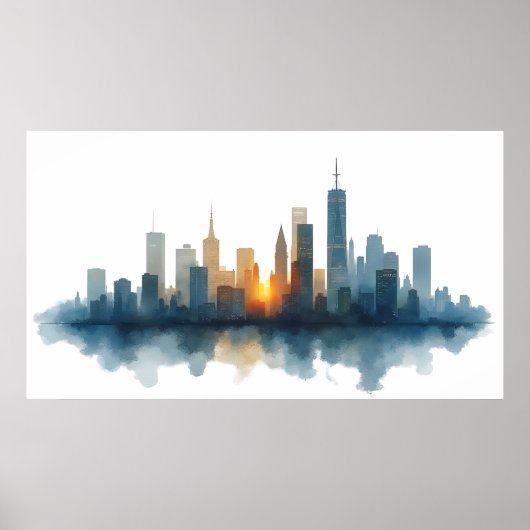 Poster City drawing watercolor art (Devant)