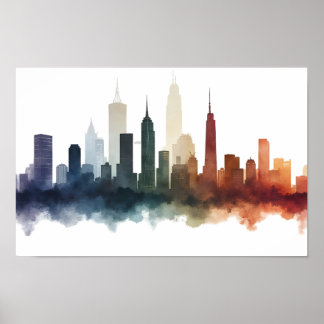 Poster City drawing watercolor art