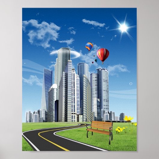 Poster City Skyline Frutiger Aero (Devant)