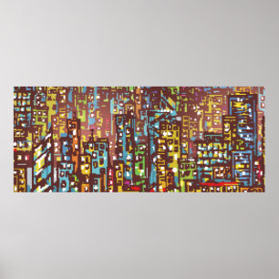 Poster Cityscape dessin à la main illustrations art, rue,