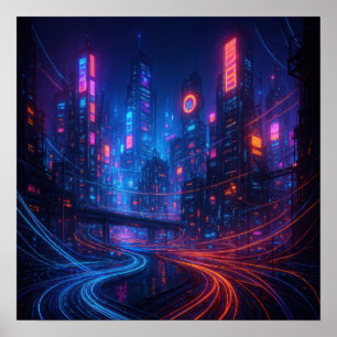 Poster Cityscape Fibre Optique