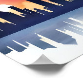 Poster Cityscape Silhouette at Sunset Reflection (Coin)