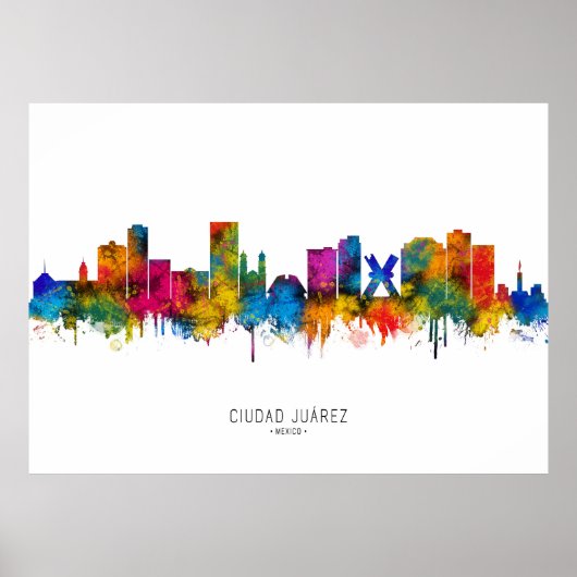 Poster Ciudad Juárez Mexico Skyline (Devant)