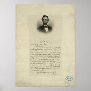 Poster Civil War Letter from Abraham Lincoln to Mrs Bixby