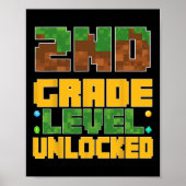 Poster Ck To School 2nd Grade Boys Gamer First Day Second (Devant)