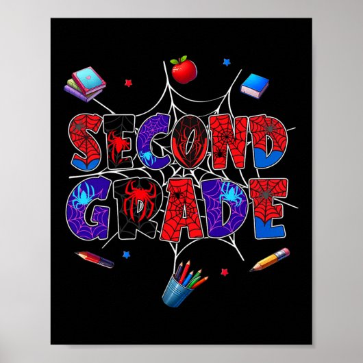 Poster Ck To School 2nd Grade Boys Gamer First Day Second (Devant)