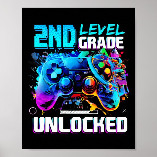 Poster Ck To School 2nd Grade Level Unlocked Gamer Kids B (Devant)