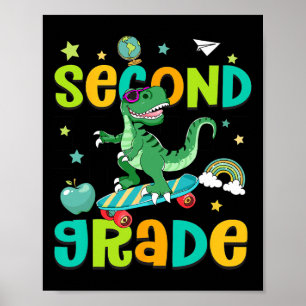 Poster Ck To School En Roulant Vers La 2e Année T-rex Ska