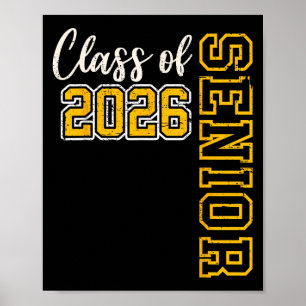 Poster Cl Of 2026 Senior 26 Lycée Graduation Noir