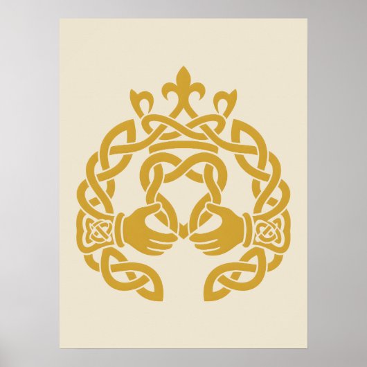 Poster Claddagh à entrelacs doré (Devant)