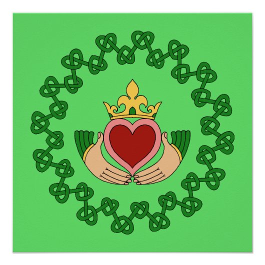 Poster Claddagh et Green Knotwork (Devant)