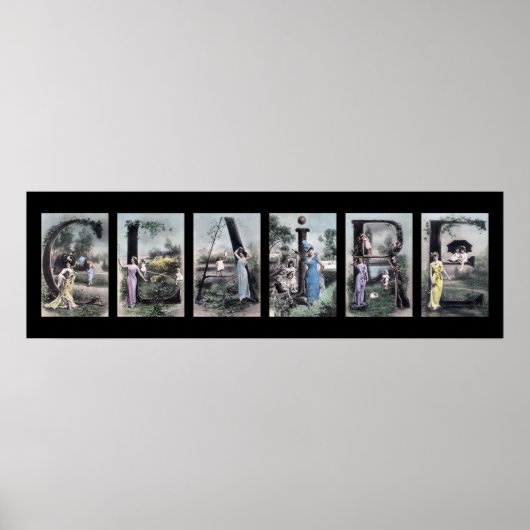 Poster CLAIRE Alphabet Vintage Lettre Nom Art (Devant)