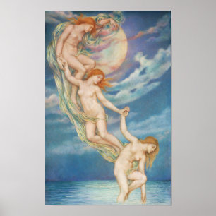 Poster Clairs de lune plongeant dans la mer Evelyn De M