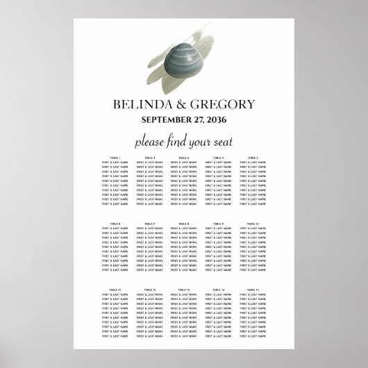 Poster Clam Watercolor - Mariage de strate (Devant)