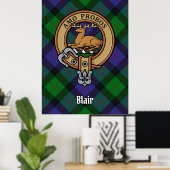 Poster Clan Blair Crest sur Tartan (Bureau à domicile)