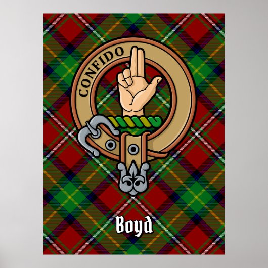 Poster Clan Boyd Crest sur Tartan (Devant)