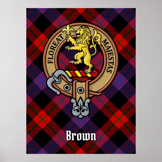 Poster Clan Brown Crest sur Tartan (Devant)