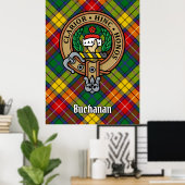 Poster Clan Buchanan Crest sur Tartan (Bureau à domicile)