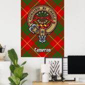 Poster Clan Cameron Crest sur Tartan (Bureau à domicile)