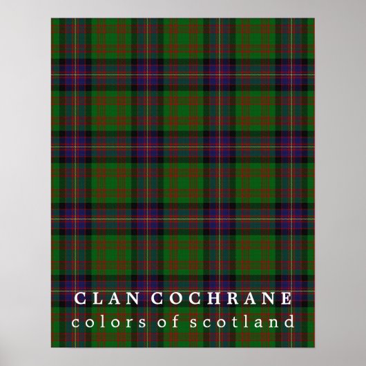 Poster Clan Cochrane Couleurs écossaises Tartan (Devant)