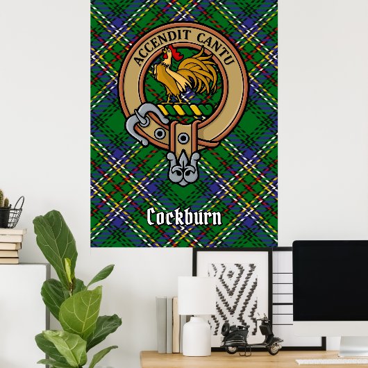Poster Clan Cockburn Crest sur Tartan (Bureau à domicile)