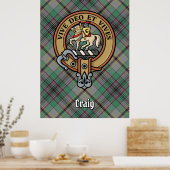 Poster Clan Craig Crest sur Tartan (Cuisine)