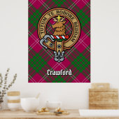 Poster Clan Crawford Crest sur Tartan (Cuisine)