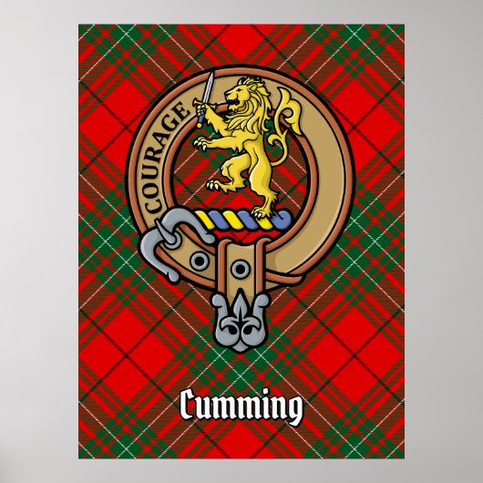 Poster Clan Cumming Crest sur Tartan (Devant)