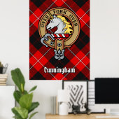 Poster Clan Cunningham Crest sur Tartan (Bureau à domicile)