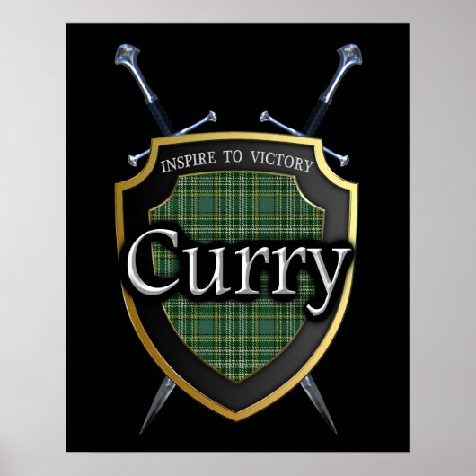 Poster Clan Currie Curry Tartan Shield & Swords Imprimer (Devant)