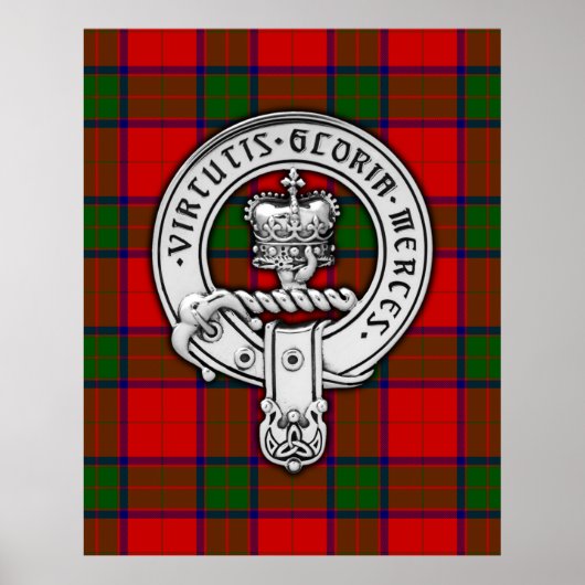 Poster Clan Donnachaidh (Robertson) Crest & Tartan (Devant)