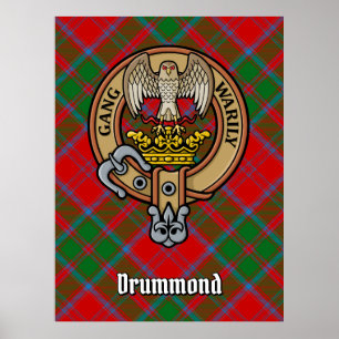 Poster Clan Drummond Crest sur Tartan