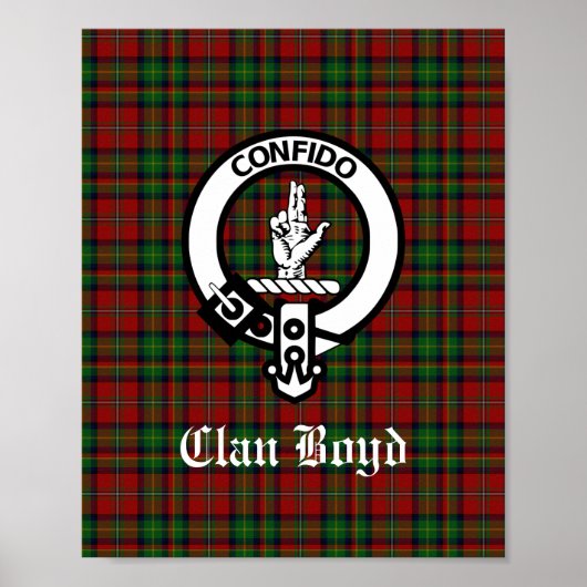 Poster Clan écossais Boyd Crest Badge & Tartan (Devant)