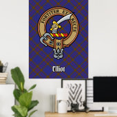 Poster Clan Elliot Crest sur Tartan moderne (Bureau à domicile)