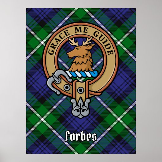 Poster Clan Forbes Crest sur Tartan (Devant)
