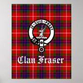 Poster Clan Fraser Crest Badge et Tartan Art Print (Devant)