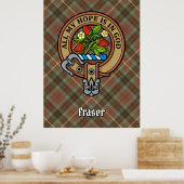 Poster Clan Fraser Crest sur la chasse Tartan Patiné (Cuisine)