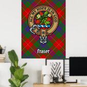Poster Clan Fraser Crest sur Tartan (Bureau à domicile)