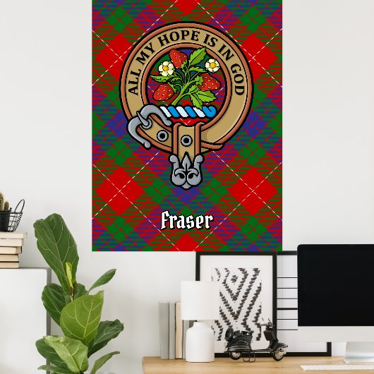 Poster Clan Fraser Crest sur Tartan (Bureau à domicile)
