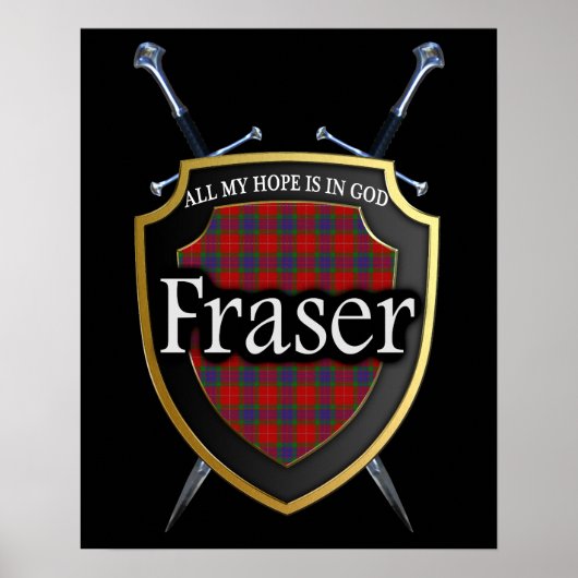 Poster Clan Fraser Scottish Shield & Swords (Devant)