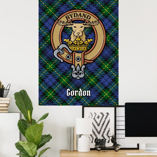 Poster Clan Gordon Crest sur Tartan (Bureau à domicile)