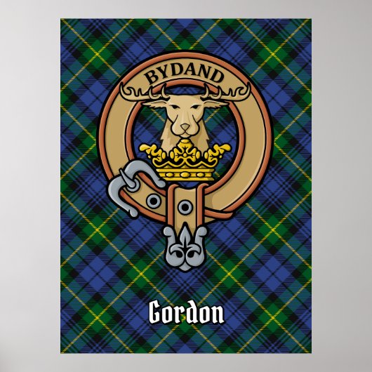 Poster Clan Gordon Crest sur Tartan (Devant)