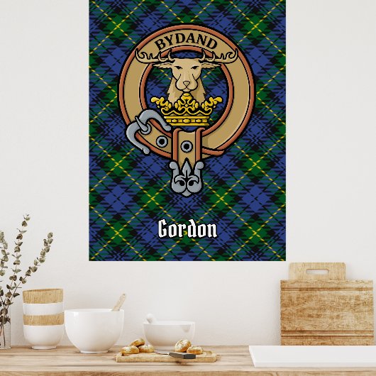 Poster Clan Gordon Crest sur Tartan (Cuisine)