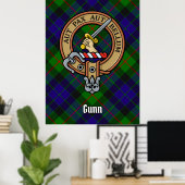 Poster Clan Gunn Crest sur Tartan (Bureau à domicile)