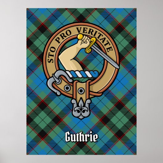 Poster Clan Guthrie Crest sur Tartan (Devant)