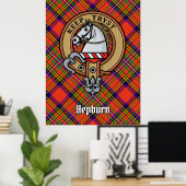 Poster Clan Hepburn Crest sur Tartan (Bureau à domicile)