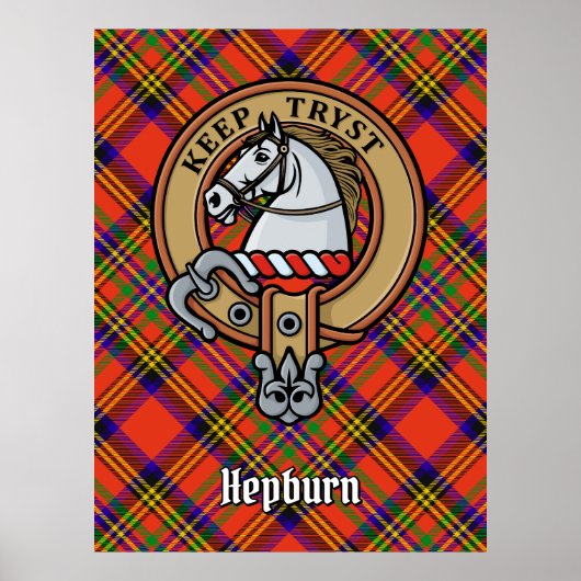 Poster Clan Hepburn Crest sur Tartan (Devant)