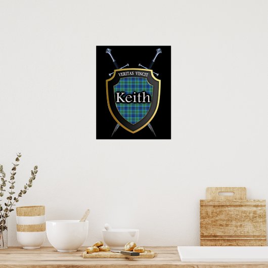 Poster Clan Keith Tartan Scottish Shield & Swords (Cuisine)
