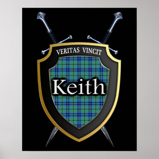 Poster Clan Keith Tartan Scottish Shield & Swords (Devant)
