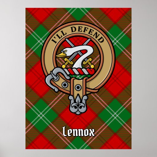 Poster Clan Lennox Crest sur Tartan (Devant)